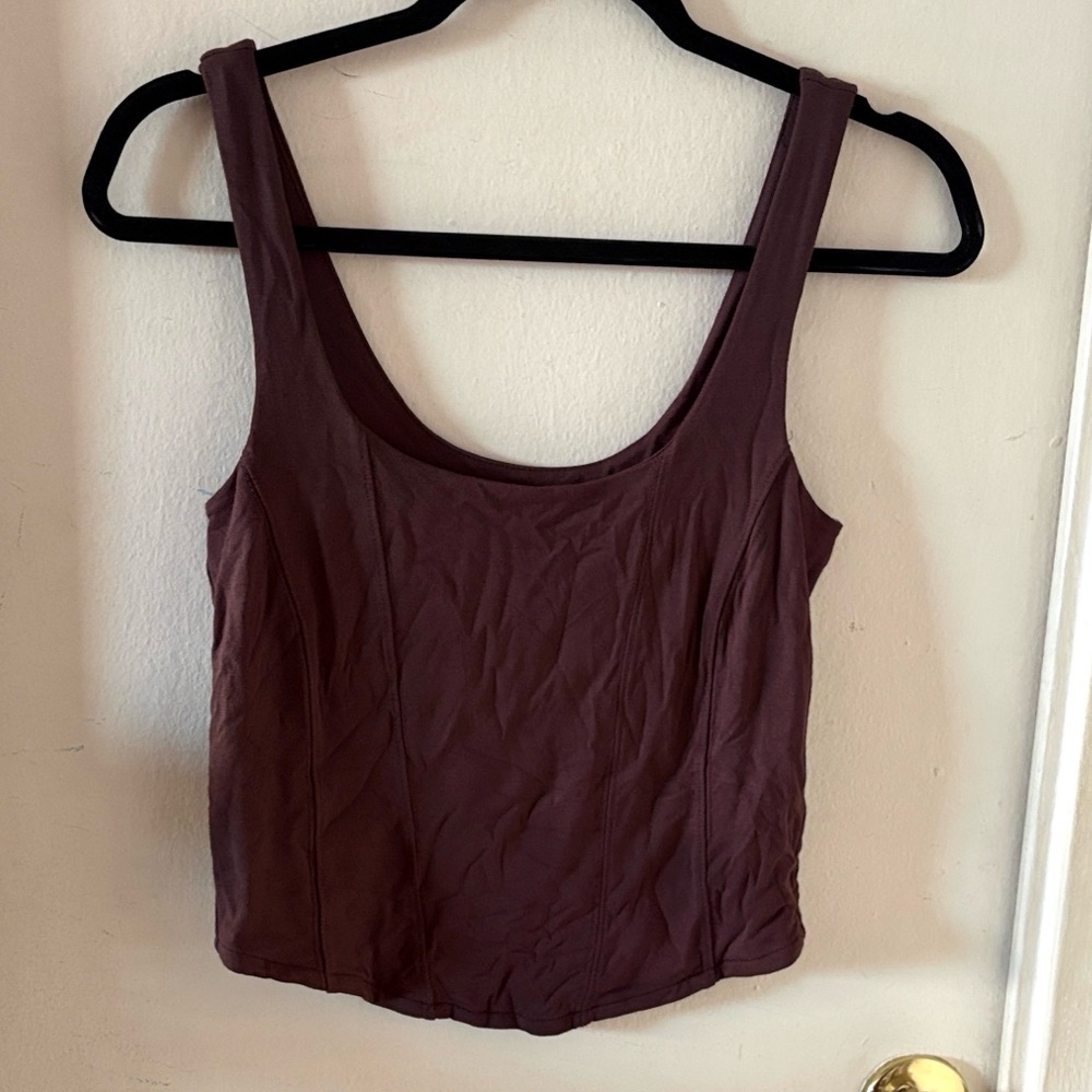 Old Navy Brown Crop Tank Top with Corset Style Stitching